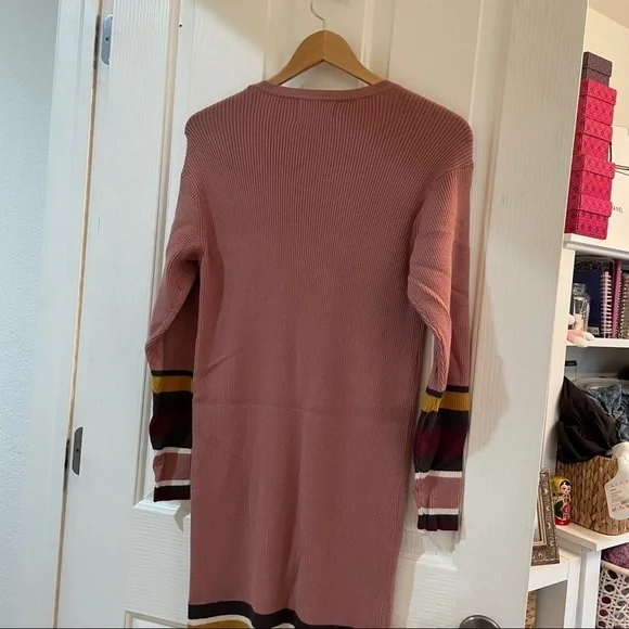 NWT Anthropologie Parvati Midi Column Sweater Dress Pink Long Sleeve Striped New - Picture 11 of 12